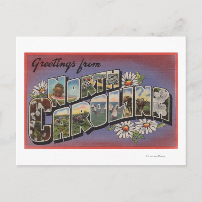 North CarolinaGroße Buchstabenszenen Postkarte (Vorderseite)