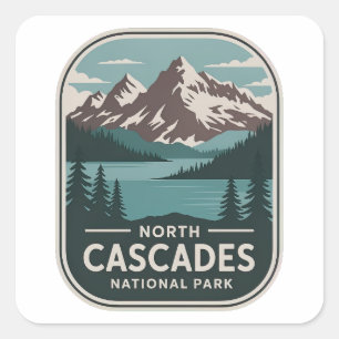 North Cascades National Park Vintage Abzeichen Quadratischer Aufkleber