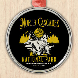 North Cascades National Park Vintage Landscape Ornament Aus Metall