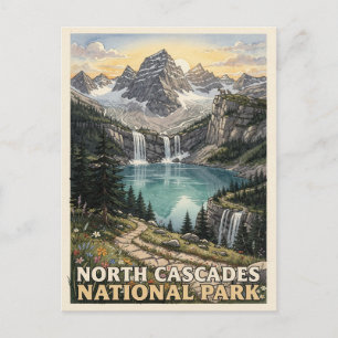 North Cascades National Park Vintage Reise Postkarte