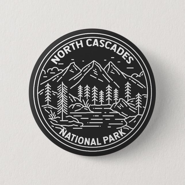 North Cascades National Park Washington Monoline Button (Vorderseite)