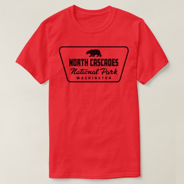 North Cascades Nationalpark Bear Abzeichen Black T-Shirt (Design vorne)