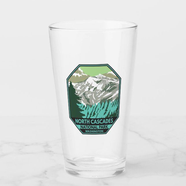 North Cascades Nationalpark Goode Mountain Retro Glas (Vorderseite)