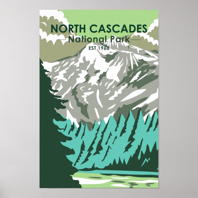North Cascades Nationalpark Goode Mountain Retro Poster (Vorne)