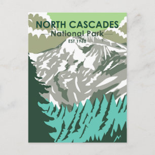 North Cascades Nationalpark Goode Mountain Retro Postkarte