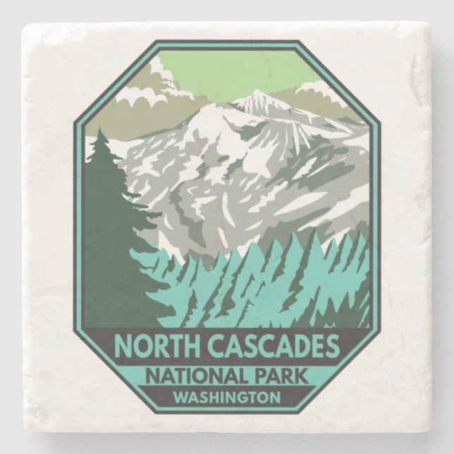 North Cascades Nationalpark Goode Mountain Retro Steinuntersetzer (Vorderseite)