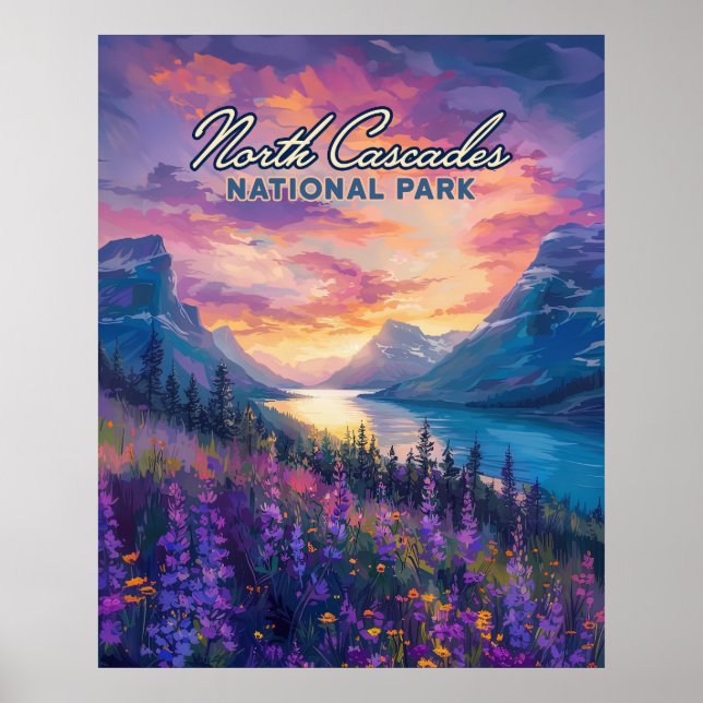 North Cascades Nationalpark Washington Vintag Poster (Vorne)