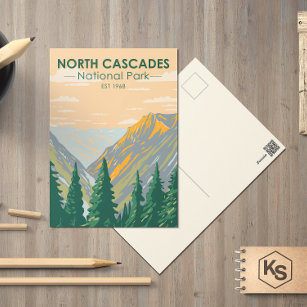 North Cascades Nationalpark Washington Vintag Postkarte