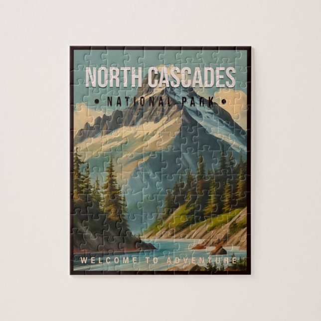 North Cascades Nationalpark Washington Vintag Puzzle (Vertikal)