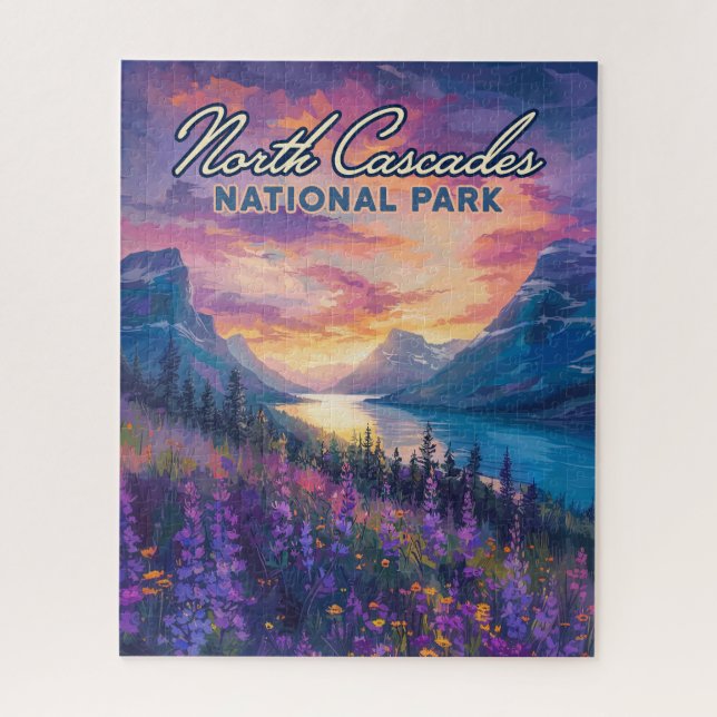 North Cascades Nationalpark Washington Vintag Puzzle (Vertikal)