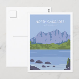 North Cascades US Famous Travel Place Illustration Postkarte