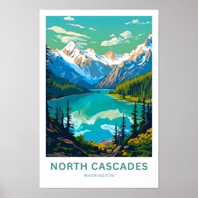 North Cascades Washington Travel Print Poster (Vorne)