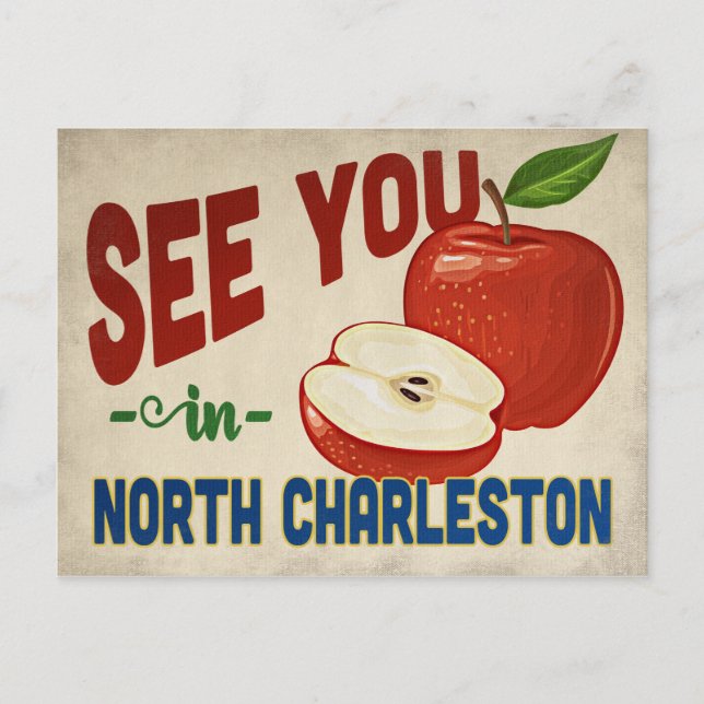 North Charleston South Carolina Apple - Vintag Postkarte (Vorderseite)