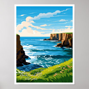 North Coast 500 Schottland Reise Illustration Poster