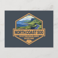 North Coast 500 Scotland Travel Art Abzeichen