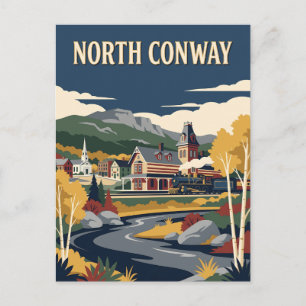 North Conway New Hampshire Eisenbahn Vintage Poste Postkarte