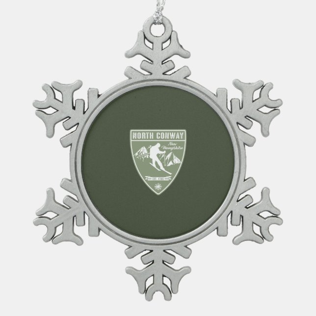 North Conway New Hampshire Schneeflocken Zinn-Ornament (Vorderseite)