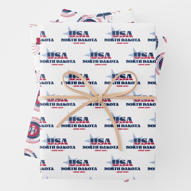 North Dakota, 50 Staaten, Liberty Bell Geschenkpapier Set (Beispiel)