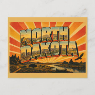 North Dakota Badlands River Prairie Kunst Postkarte