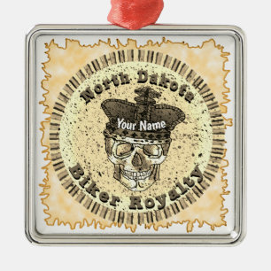 North Dakota Biker  Ornament Aus Metall
