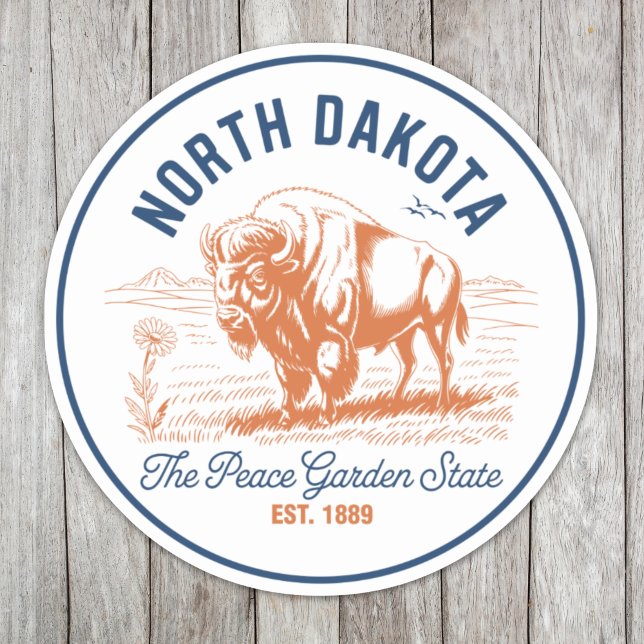 North Dakota Bison | The Peace Garden State Aufkleber (Von Creator hochgeladen)