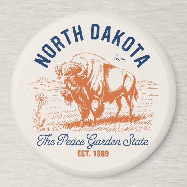 North Dakota Bison | The Peace Garden State Magnet (Von Creator hochgeladen)