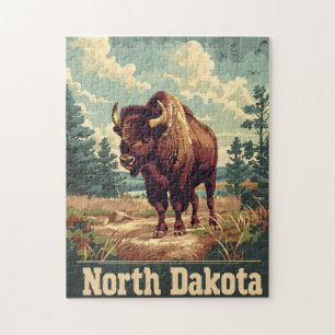 North Dakota Bison Vintag Puzzle