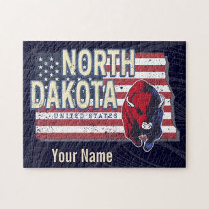 North Dakota Bundesstaat Vereinigte Staaten Retro- Puzzle