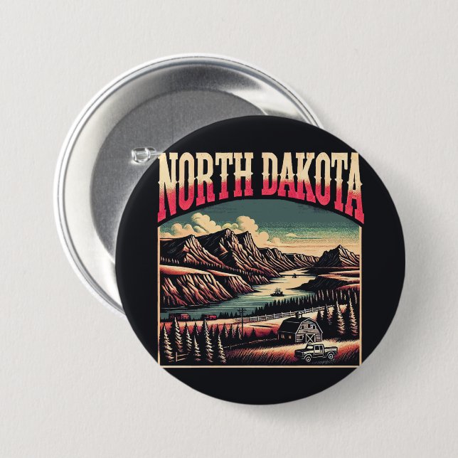 North Dakota Button (Vorne & Hinten)