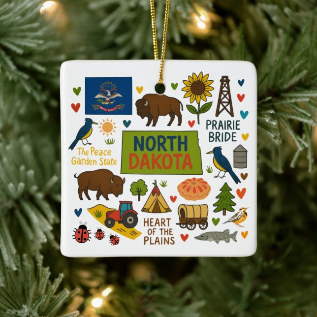 North Dakota Custom Family Trip Christmas Keramikornament (Baum)