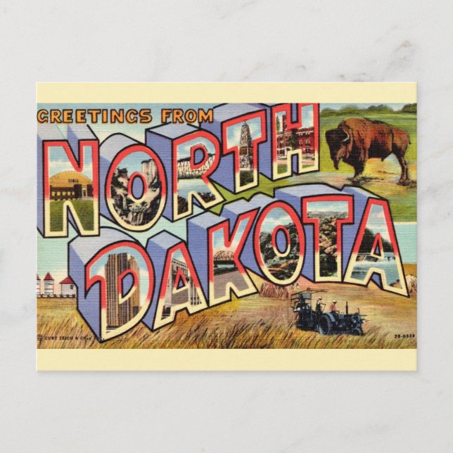 North Dakota Greetings Postcard Postkarte (Vorderseite)