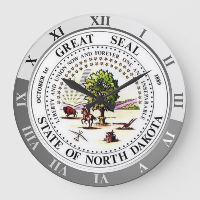 North Dakota Große Wanduhr (Vorderseite)