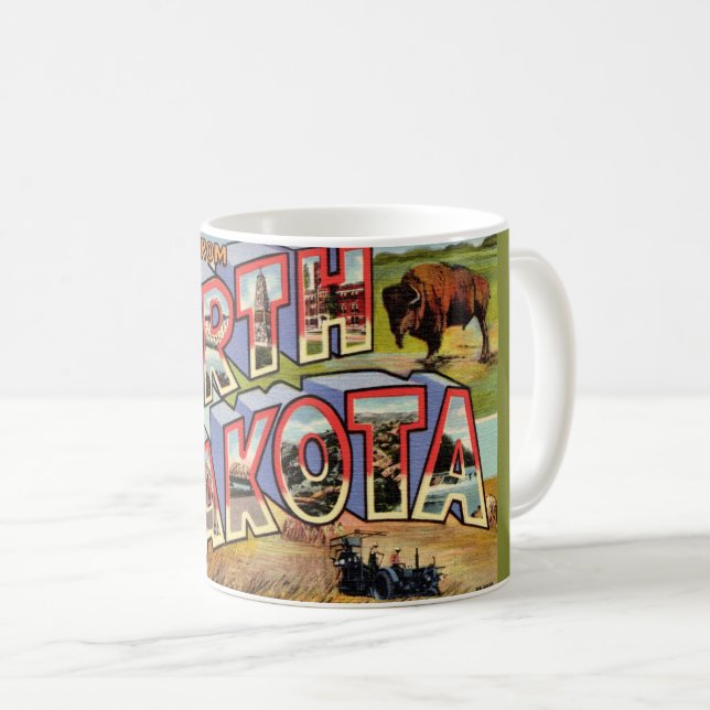 North-Dakota-Gruß Postkarten-Tasse Kaffeetasse (VorderseiteRechts)