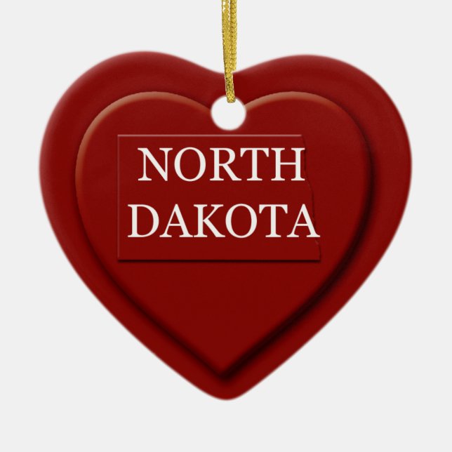 North Dakota Herzkarte Weihnachtsmuseum Keramikornament (Vorne)