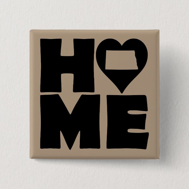 North Dakota Home Heart State Button Badpin (Vorderseite)