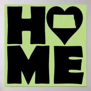 North Dakota Home Heart State Poster Schild