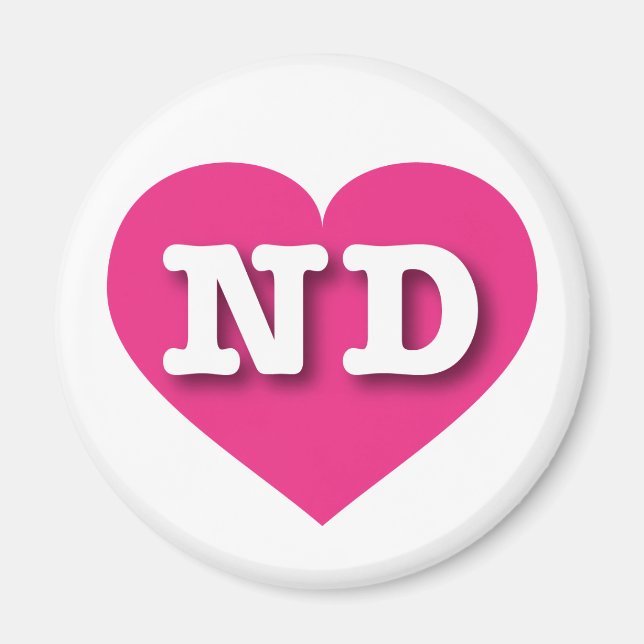 North Dakota Hot Pink Heart - I Liebe ND Magnet (Vorne)