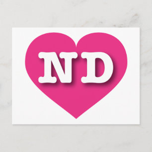 North Dakota Hot Pink Heart - I Liebe ND Postkarte