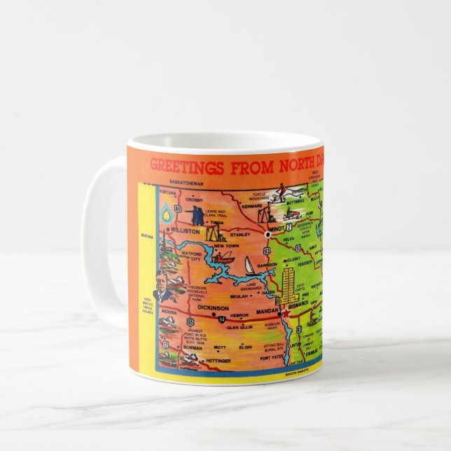 North Dakota Illustrierte Karte Tasse (Vorderseite Links)