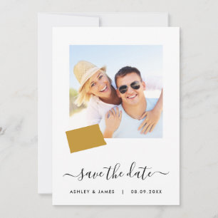 North Dakota Map Foto Wedding Save the Date Card
