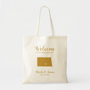 North Dakota Map Wedding Welcome Bag, Gold Tragetasche
