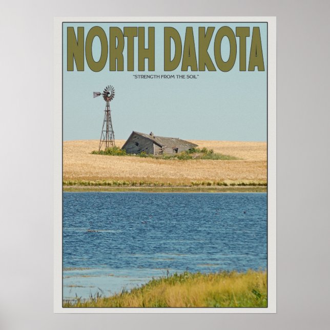 North Dakota - Old Farmstead - Green Poster (Vorne)