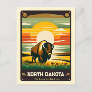 North Dakota   Patriotischer Geist Vintag Postkarte