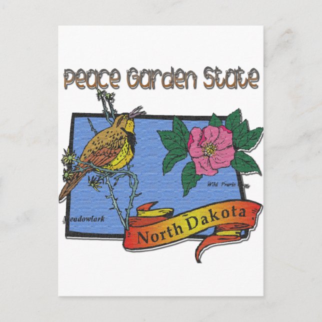 North Dakota Peace Garden Staat Lark Rose Postkarte (Vorderseite)