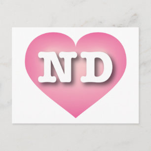 North Dakota Pink Fade Heart - I Liebe ND Postkarte