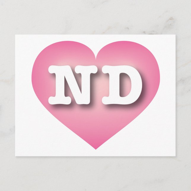 North Dakota Pink Fade Heart - I Liebe ND Postkarte (Vorderseite)
