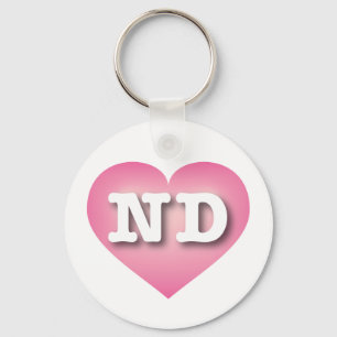 North Dakota Pink Fade Heart - I Liebe ND Schlüsselanhänger