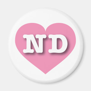 North Dakota Pink Heart - I Liebe ND Magnet
