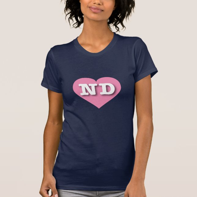 North Dakota Pink Heart - I Liebe ND T-Shirt (Vorderseite)