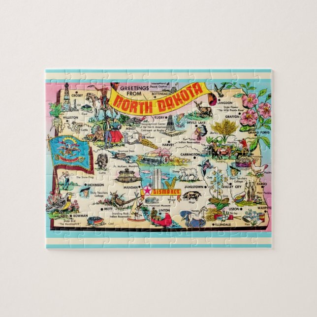 North Dakota Postcard Jigsaw Puzzle (Horizontal)